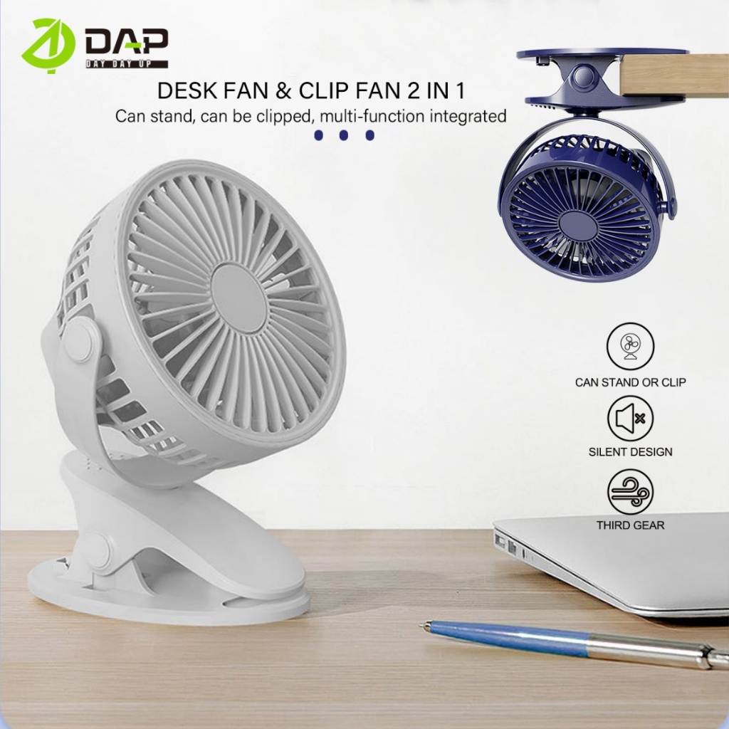 Jual DAP 2000mAh USB Clip-on Fan, Portable Clip-on Desktop Fan | Shopee ...