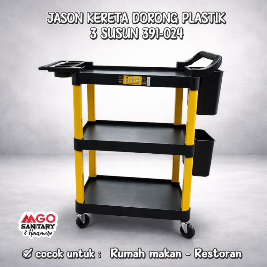 Jual JASON TROLLEY DORONG 3 SUSUN CLEANING SERVICE / GEROBAK MAKANAN ...