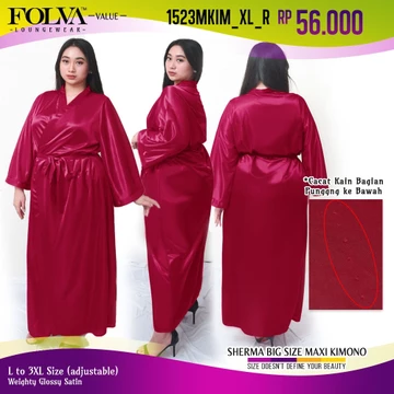 FOLVA Kimono Panjang Baju Tidur Wanita Satin 3XL Big Size Jumbo