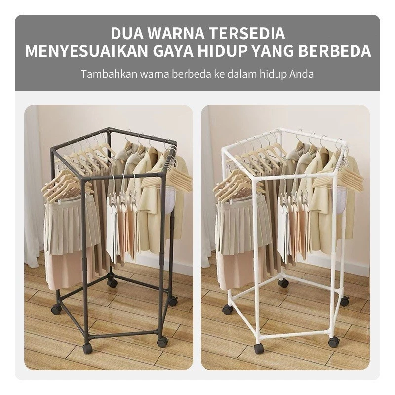 Foto 4 Bisa Diputar 360° Rak Gantungan Baju Serbaguna Portable Stand Hanger Cocok untuk Kos & Rumah Kecil | 017