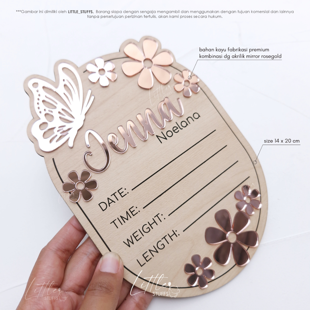 Jual butterfly HOSPITAL BOARD | Papan Nama Biodata Bayi Kado Kelahiran ...