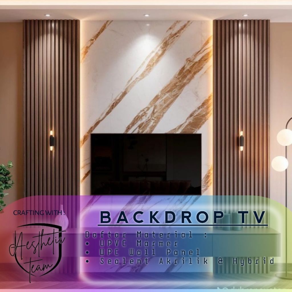 Jual Jasa Pemasangan Backdrop TV bahan UPVC Marmer & WallPanel | Shopee ...