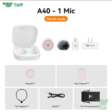 TNW A41 2 IN 1 Wireless Microphone Dual Magnetic Mikrofon Al Noise Reduction Mic Profesional