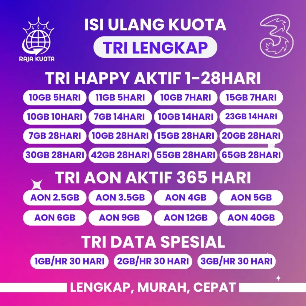 Jual Paket 3 Unlimited Terlengkap & Harga Terbaru Juli 2026 | Shopee ...