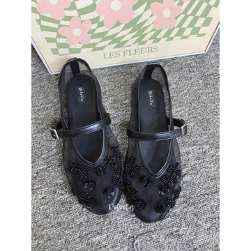 Hinata Shoes Women Flats Tali Wanita Beads Manik Mote Untuk Main Cewe Wanita Perempuan