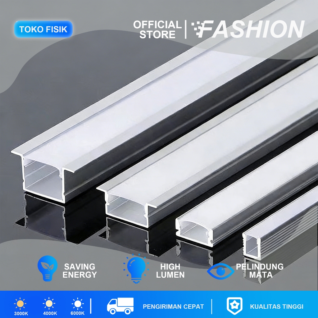 Jual Cover Aluminium LED Strip 1M 3M Pelindung Lampu Strip Housing Kuat ...