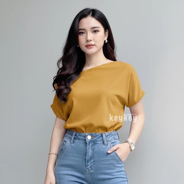 KINO Blouse Wanita One Shoulder Wanita Moscrepe Premium Atasan Simple Elegan Fit To L 10 Warna