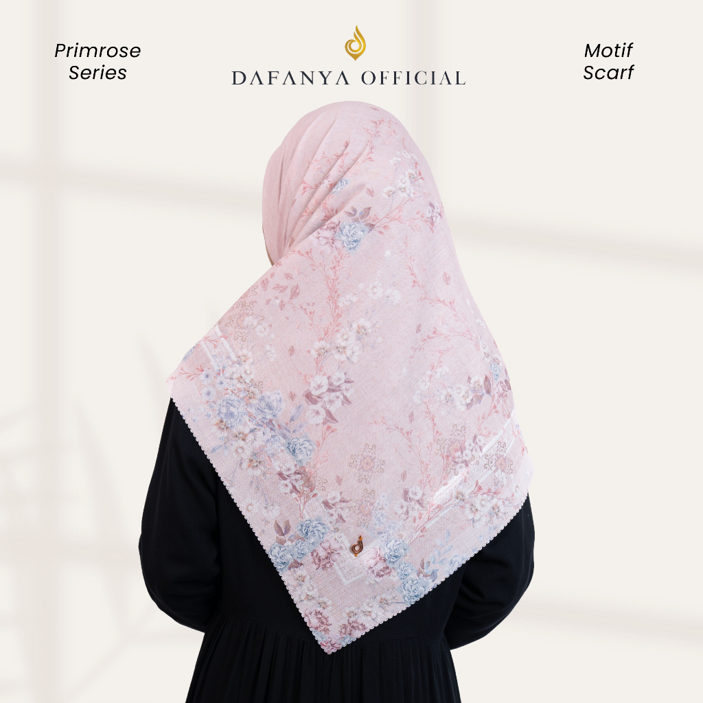 DAFANYA Primrose Series Jilbab Motif Floral Kerudung Segi Empat Hijab Scarf Bahan Voal Laser Cut