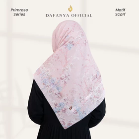 DAFANYA Primrose Series Jilbab Motif Floral Kerudung Segi Empat Hijab Scarf Bahan Voal Laser Cut
