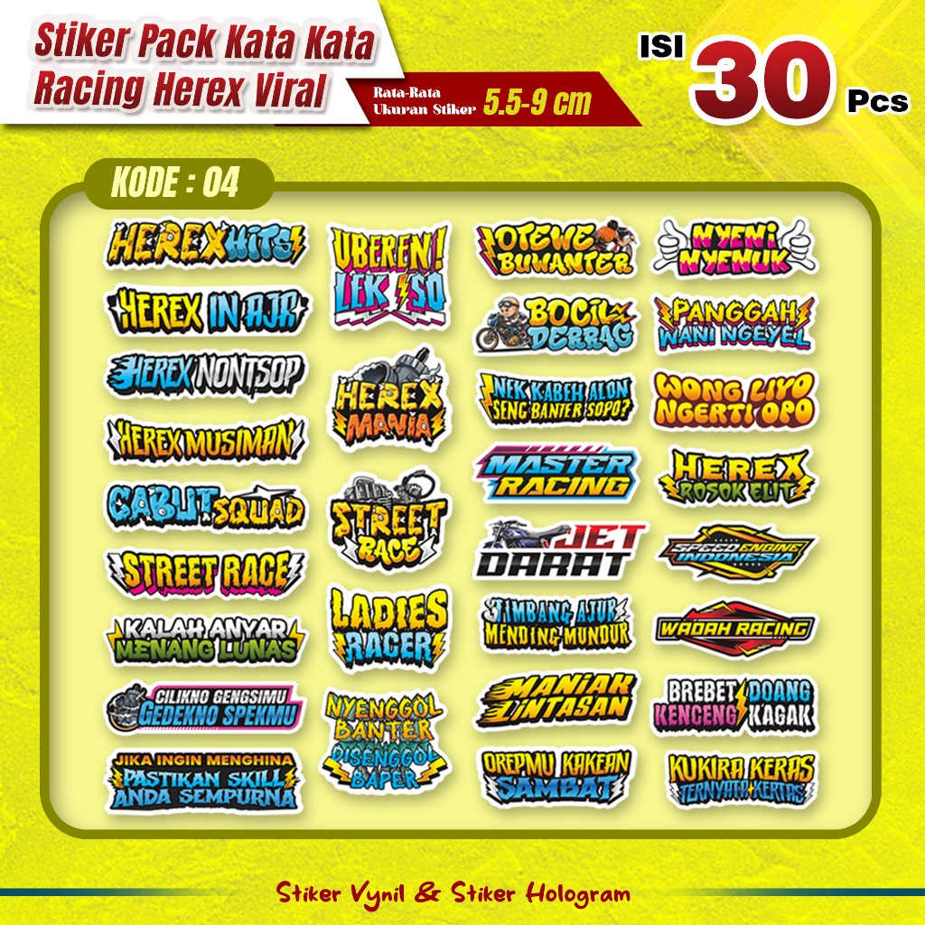 Jual Stiker Pack Kata Kata Racing Herex,Sticker Motor Helm | Shopee ...