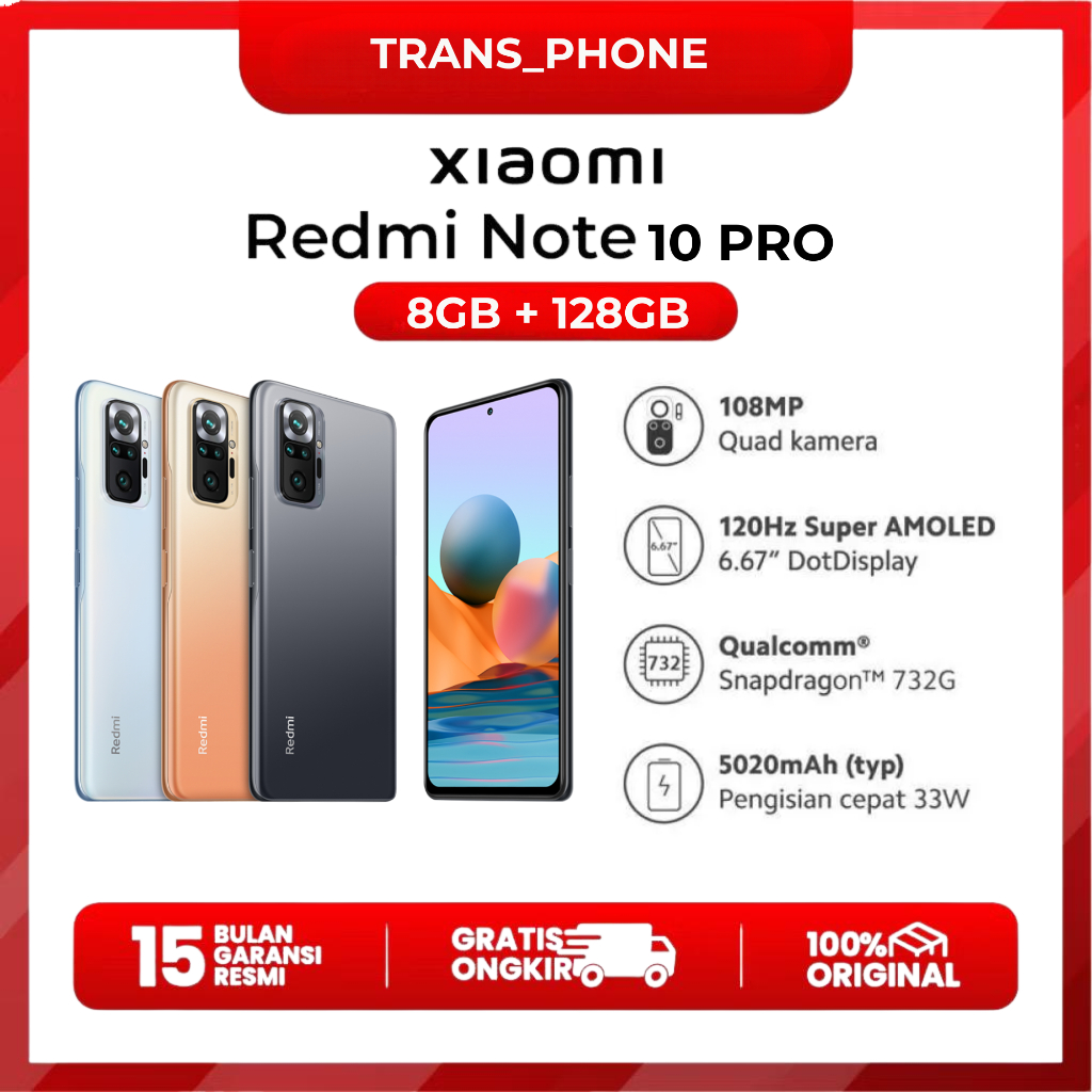 Jual xiaomi Redmi NOTE 10 PRO 8/128 6/128GB GARANSI RESMI | Shopee ...