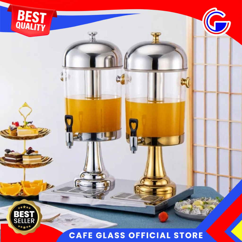 Dispenser Jus 1 Tabung Stainless 8L Bening - Dispenser Air Panas Dingin Gold Silver - Dispenser Prasmanan Hotel [peti]