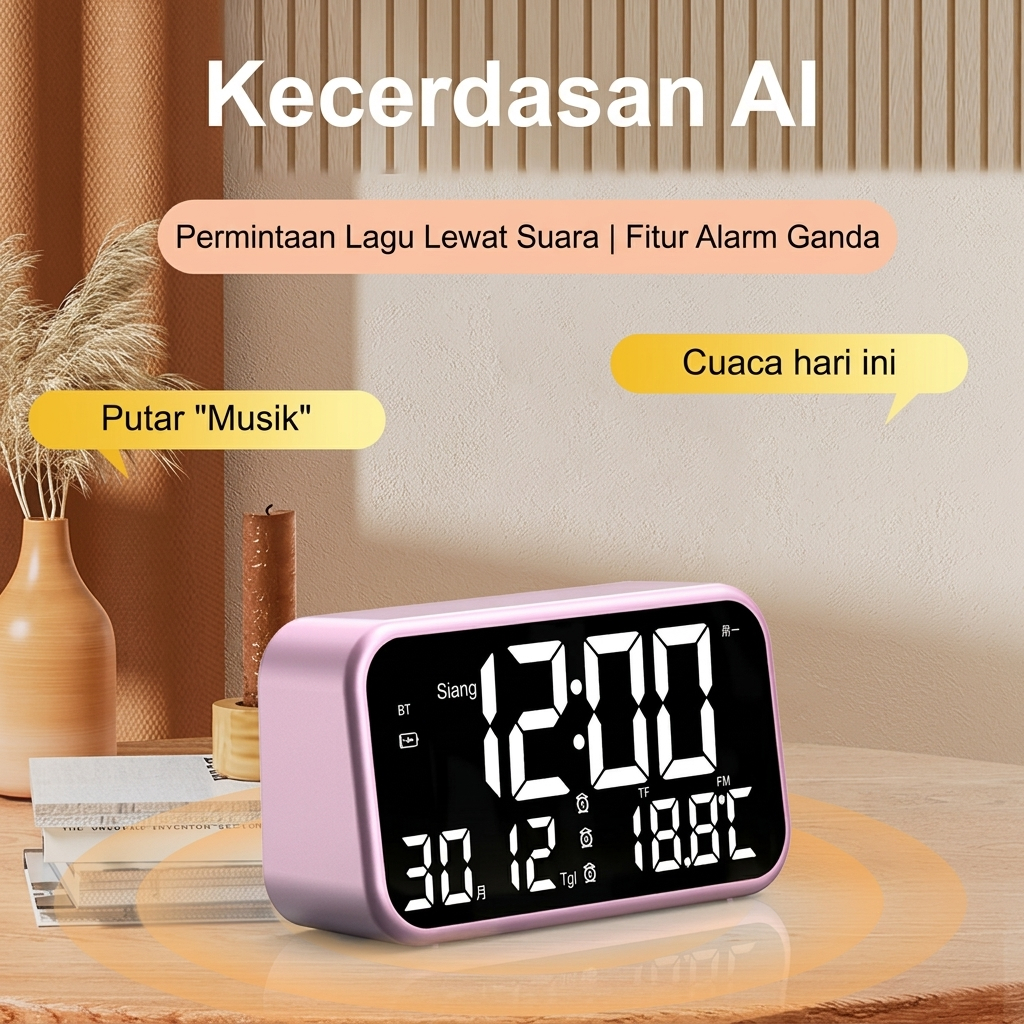 Jual Nennex Speaker Bluetooth 5.0 Jam Alarm LED Mirror Display Ultra ...