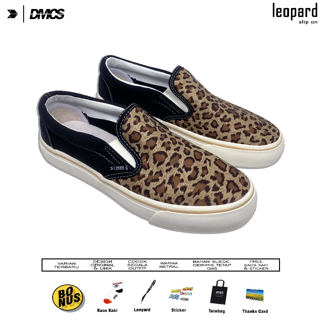 Jual Sepatu DMCS - Slip on Leopard Hitam Putih | Shopee Indonesia