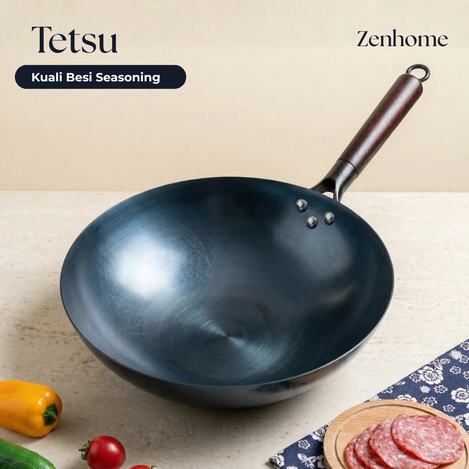 Zenhome Tetsu Wajan Besi Anti Lengket Alami