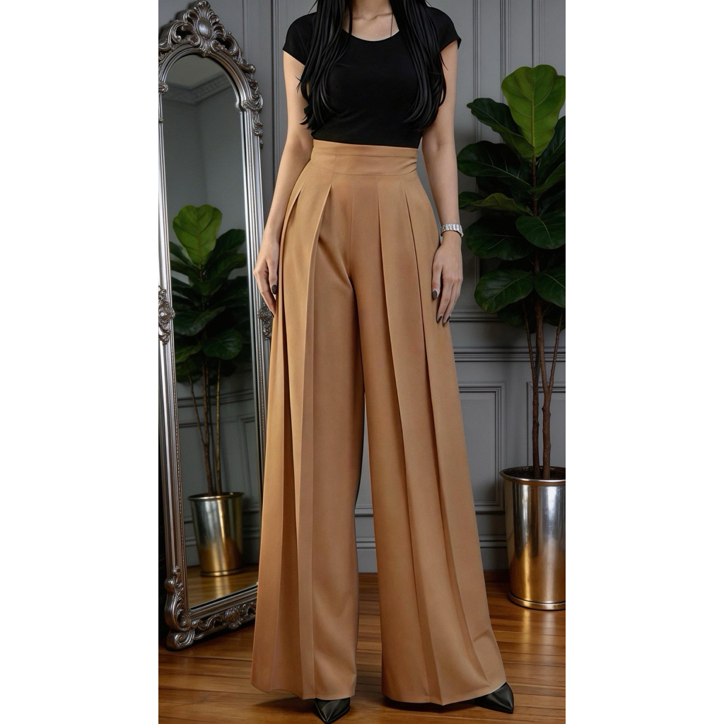 Laviie Pants Kulot Palazzo Highwaist Celana Panjang Wanita Kasual Nyaman Dipakai