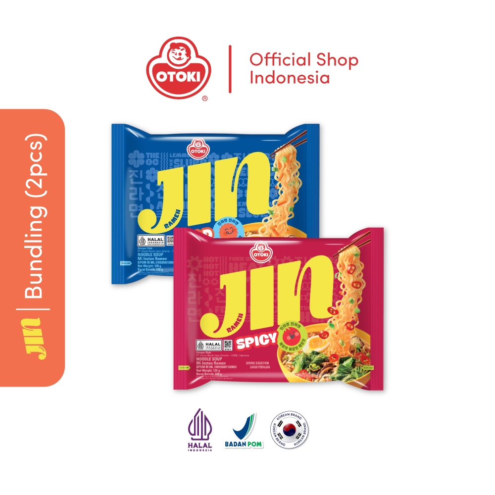 Jual OTOKI HALAL JIN Ramen Mild + JIN Ramen Spicy 120g - Mie Instan ...