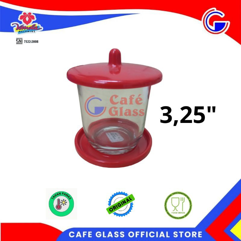 Tutup Gelas Melamin + Tatakan -  Tutup Gelas 1 Set  3.25 Inch Melamin Warna Warni Vanda