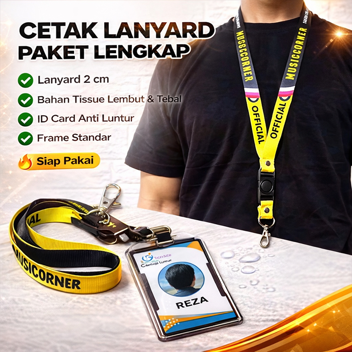 Jual Cetak Lanyard Custom 2cm + ID Card + Frame Card | Paket Lengkap ...