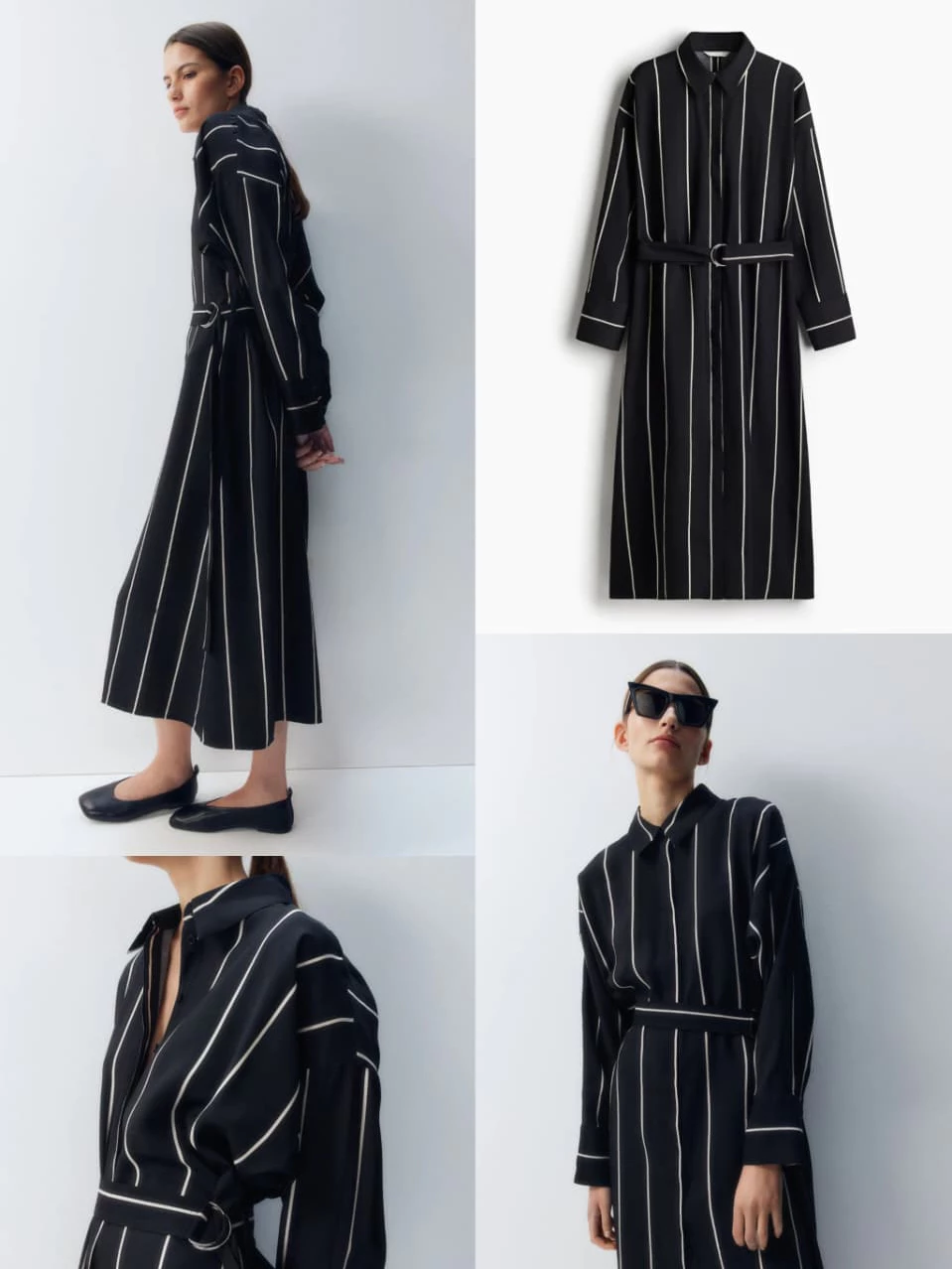 HM Women's Shirt Dress (No Belt) - Dress Lengan Panjang Adem Hijabers Friendly Katun - 2170
