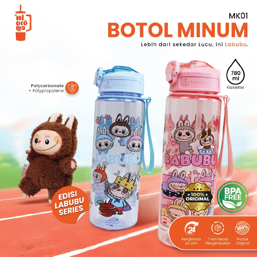Jual Botol Minum Labubu 750ml Aman, Tali Genggam, Anti Tumpah, Warna ...