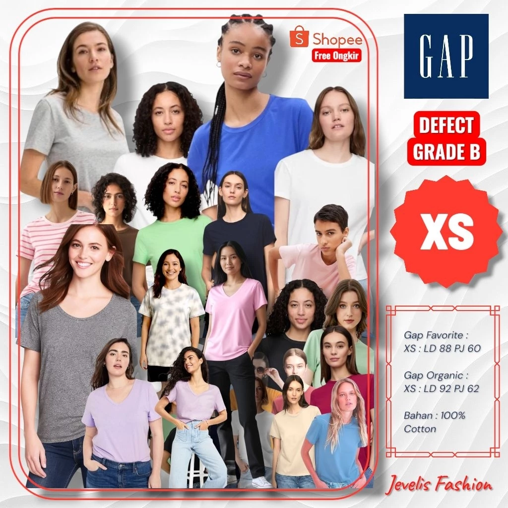Kaos Wanita Lengan Pendek GAP Size XS - Jevelis Fashion