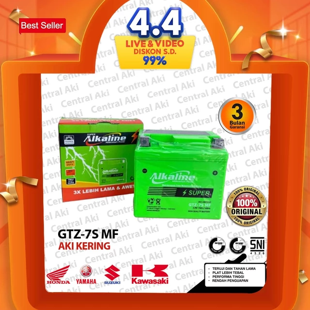 Aki ALKALINE GTZ7S SUPER Accu Kering MF VARIO 125/150 BEAT SCOOPY ISS CB150R NMAX SATRIA FU