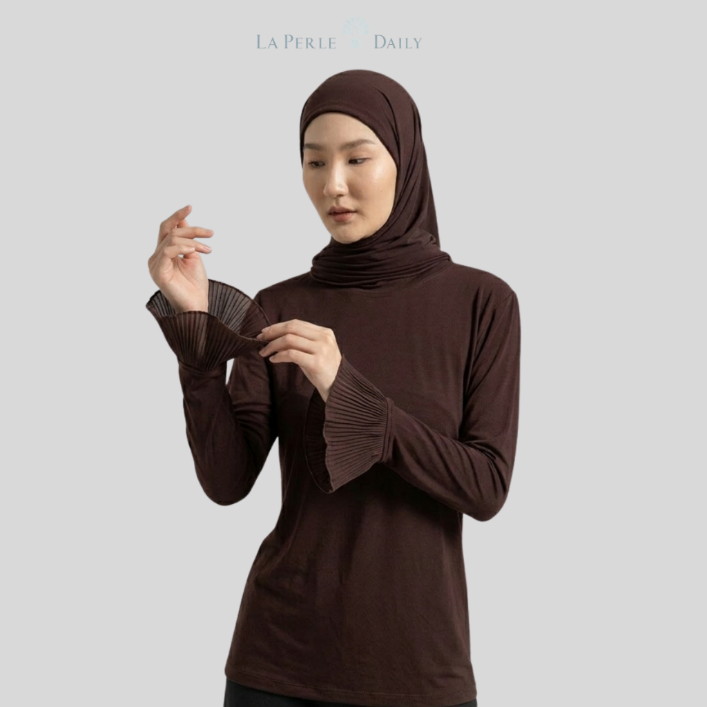 Jual Baju Manset Blouse Basic Ruffle Wanita Lengan Panjang Inner ...