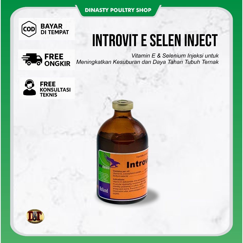 Jual Introvit E Selen Inject 100 ml Vitamin E Selenium Injeksi Ternak ...