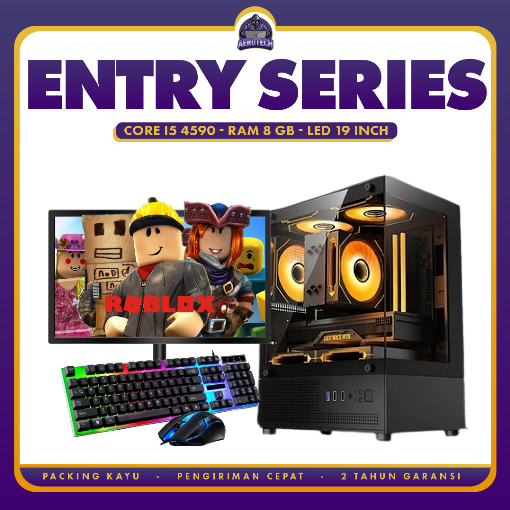 AEROTECH ENTRY PC RAKITAN CORE I5 4590 GEN 4 | RAM 8 GB | SSD 256 GB | HDD 500 GB | MONITOR 19 INCH FULLSET SIAP PAKAI