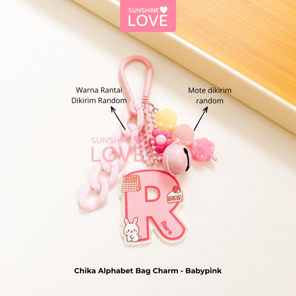 Sunshinelove - Chika Alphabet Bag Charm Keychain Gantungan Huruf Abjad  Kunci Tas