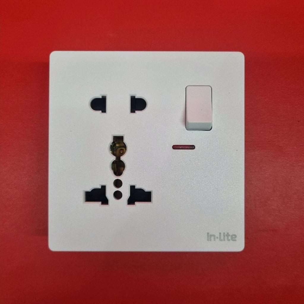Jual INSW-SO5L-LINEA Stop Kontak Universal + Saklar ON OFF White Putih ...