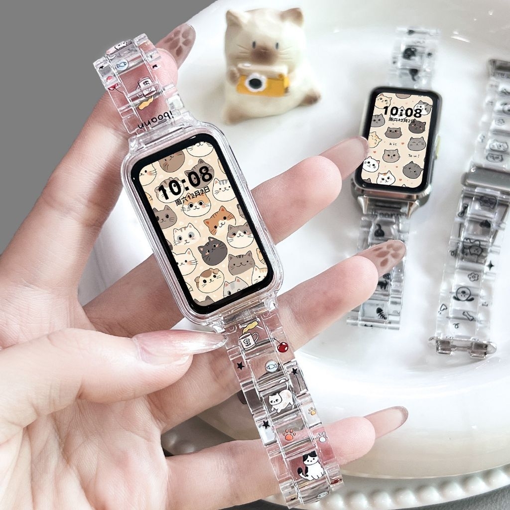 Jual READY Strap Transparan acrylic with case and cat sticker DIY for ...