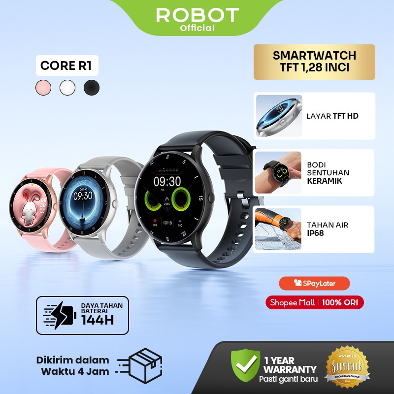 Jual ROBOT Smartwatch Core R1 Layar TFT 1.28 Inci Bluetooth Call IP68 ...