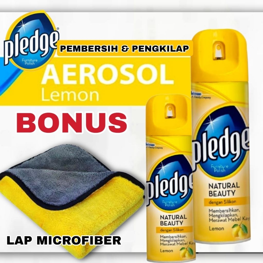Jual Pledge Aerosol Lemon Spray 330ml + Kain Lap Microfiber Halus ...