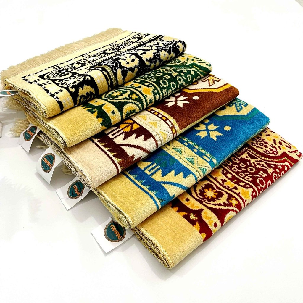 Paket 3 pcs Sajadah Dewasa Cream Bahan Bludru Uk 70x110 cm Perlengkapan Sholat