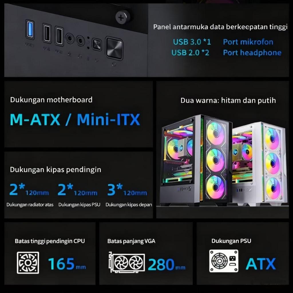 Jual Mechanic Master PC Case Tempered Glass Mini MATX/ITX komputer ...