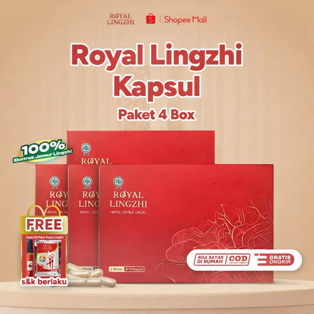Royal Lingzhi Herbal Obat Benjolan & Lipoma 100% Ekstrak Jamur Lingzhi Paket Hemat 4 Box