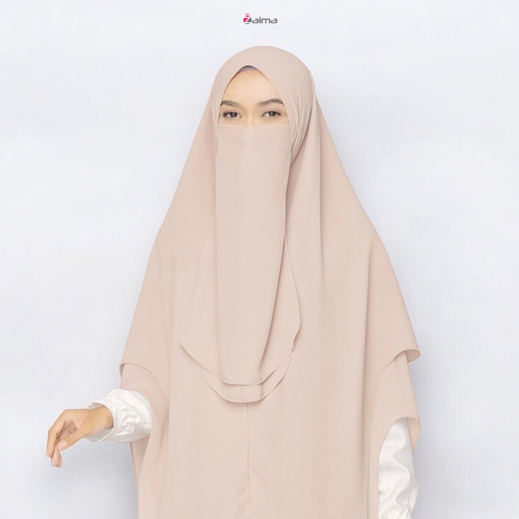 Khimar 2 Layer Haura Ceruti Babydoll Non Pad Jilbab Instan Syari Jumbo Free Cadar Tali