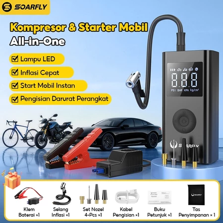 Soarfly 10000mAh Jump Starter Pompa Angin Portable