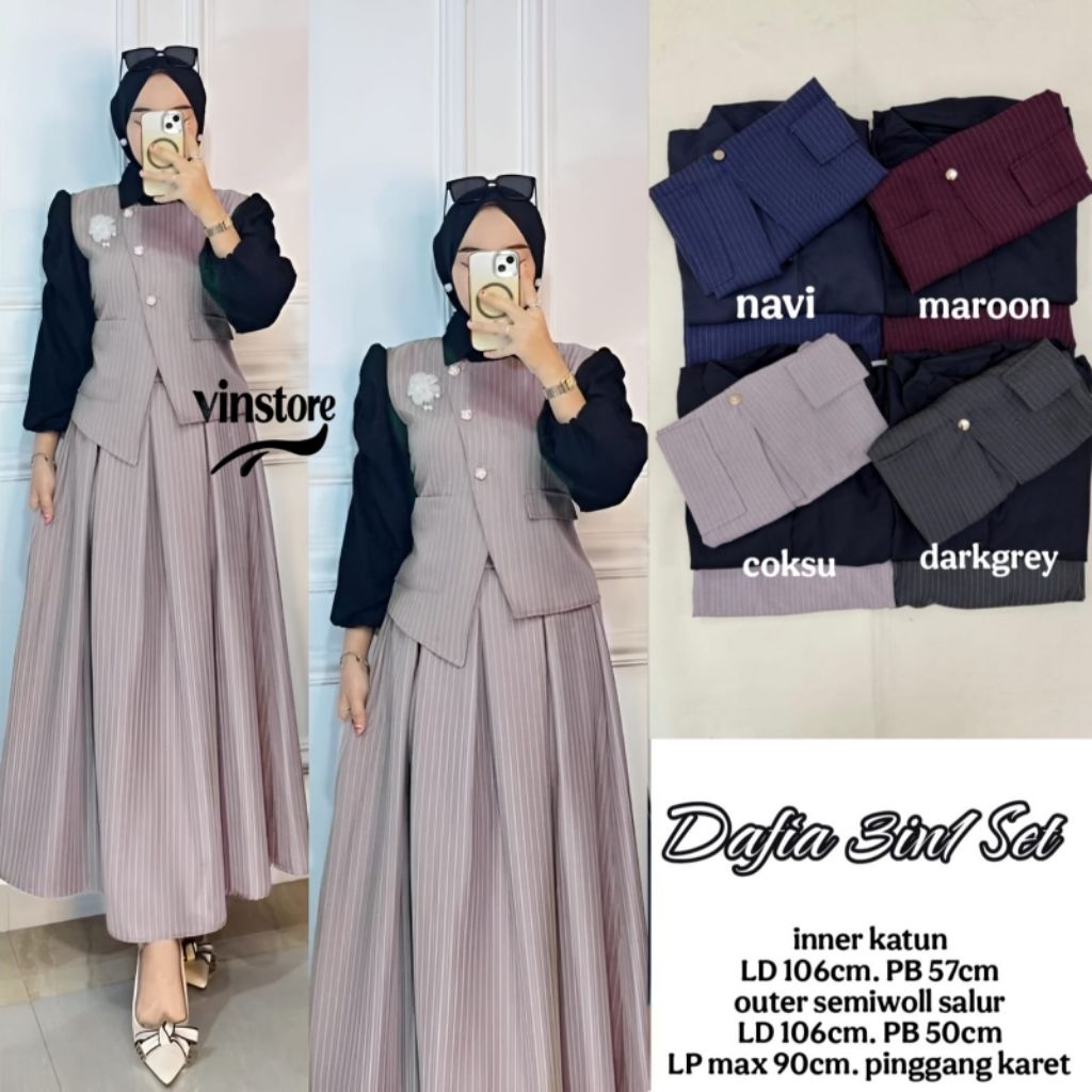 Jual Setelan Rok Wanita Best Seller Kekinian (Arafta/Dafia Set 3in1 ...