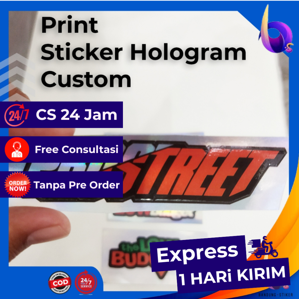 Jual Bandung Stiker - Cetak Sticker Hologram Rainbow A3+ Custom Desain ...