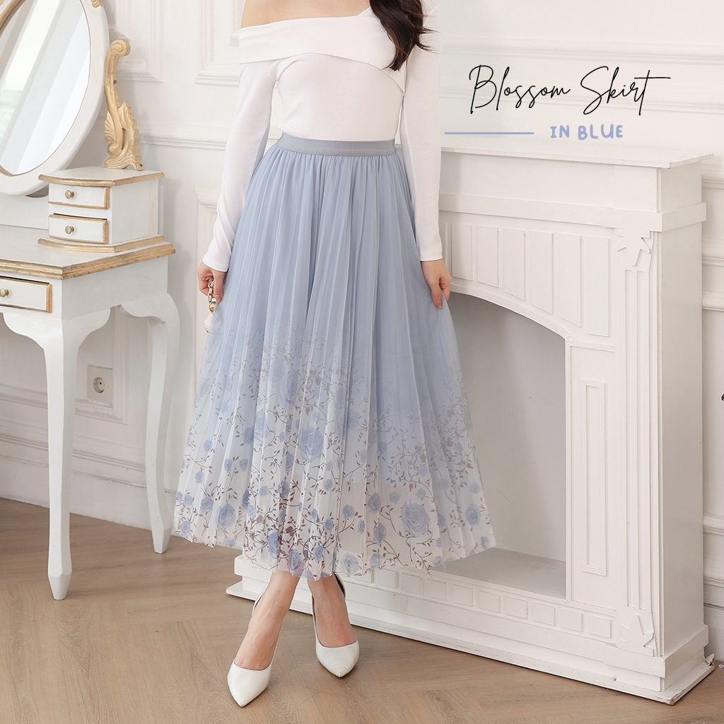 Jual [DEAROLIN] Blossom Skirt | Rok Plisket Furing Premium Panjang ...