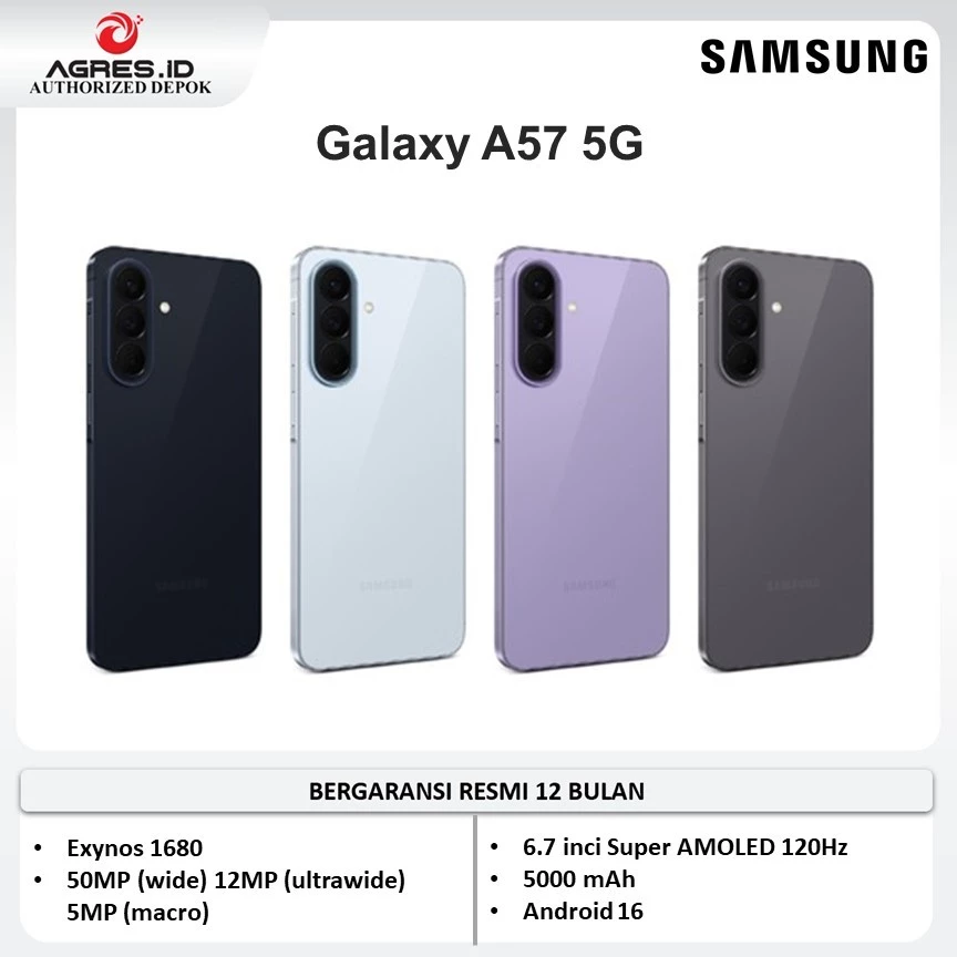 Ilustrasi baterai 5000mAh dan charger 45W Super Fast Charging Samsung Galaxy A57 5G
