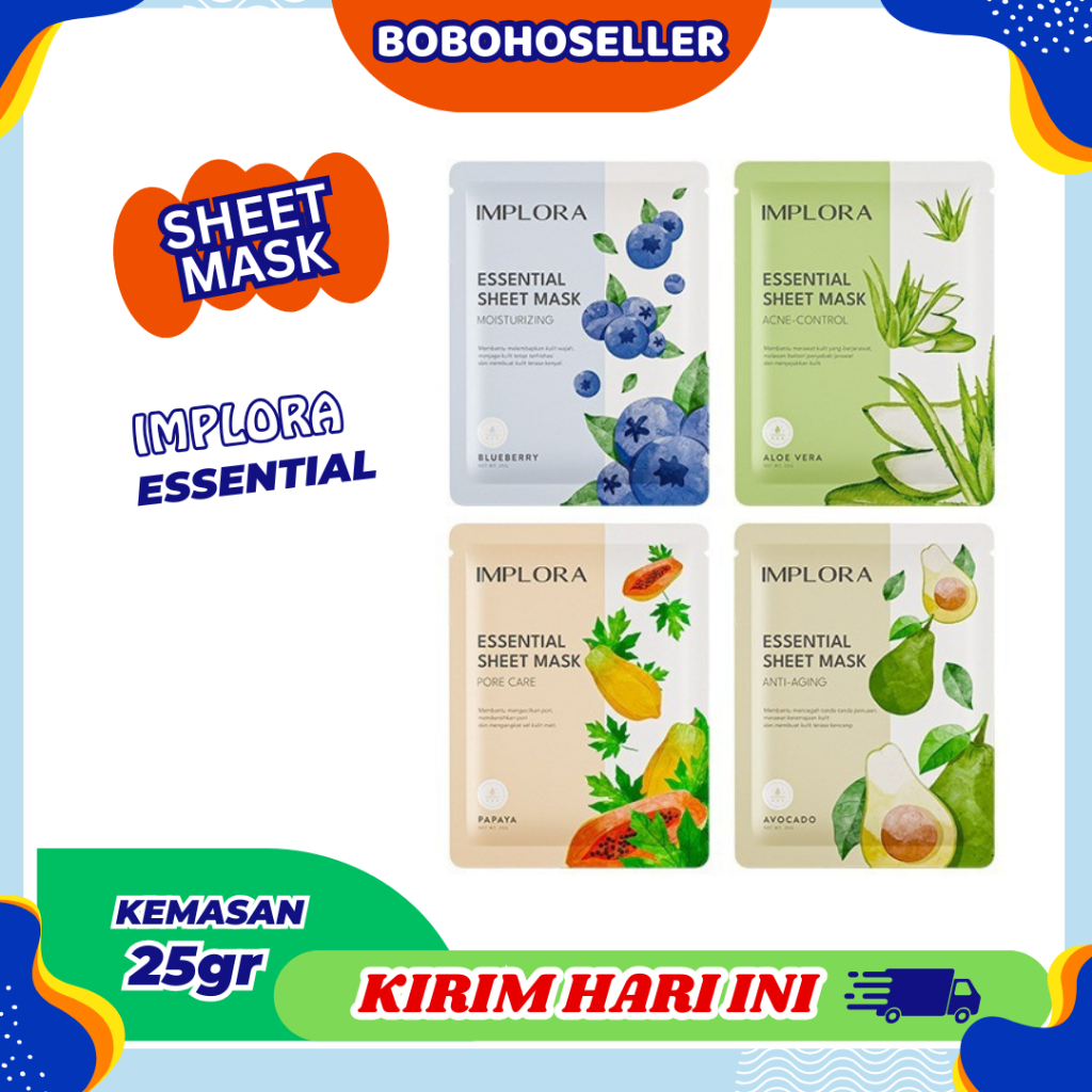 [NEW LAUNCH] Implora Essential Sheet Mask 25gr - Masker Wajah Tisu Melembabkan