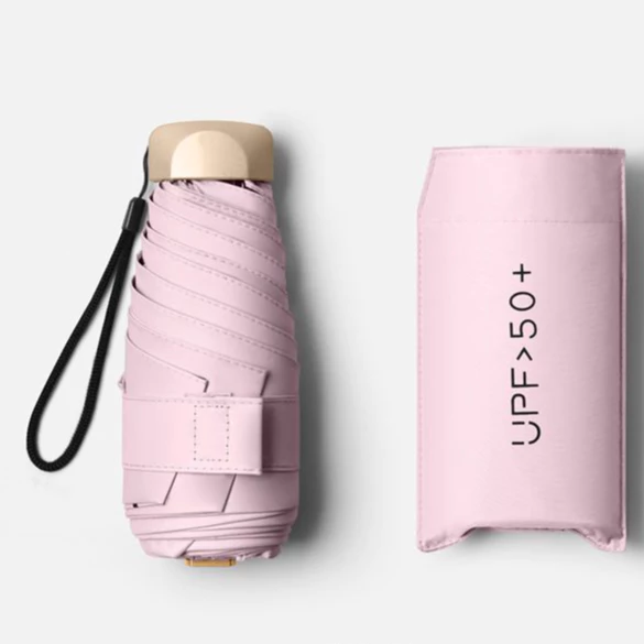 Payung Lipat Mini Cantik Anti UV UPF 50 dengan Sarung dan Tali
