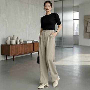 Kulot Loose Pants 332 Trousers Wanita Highwaist Jumbo Semiwool Premium Celana Kulot Wanita