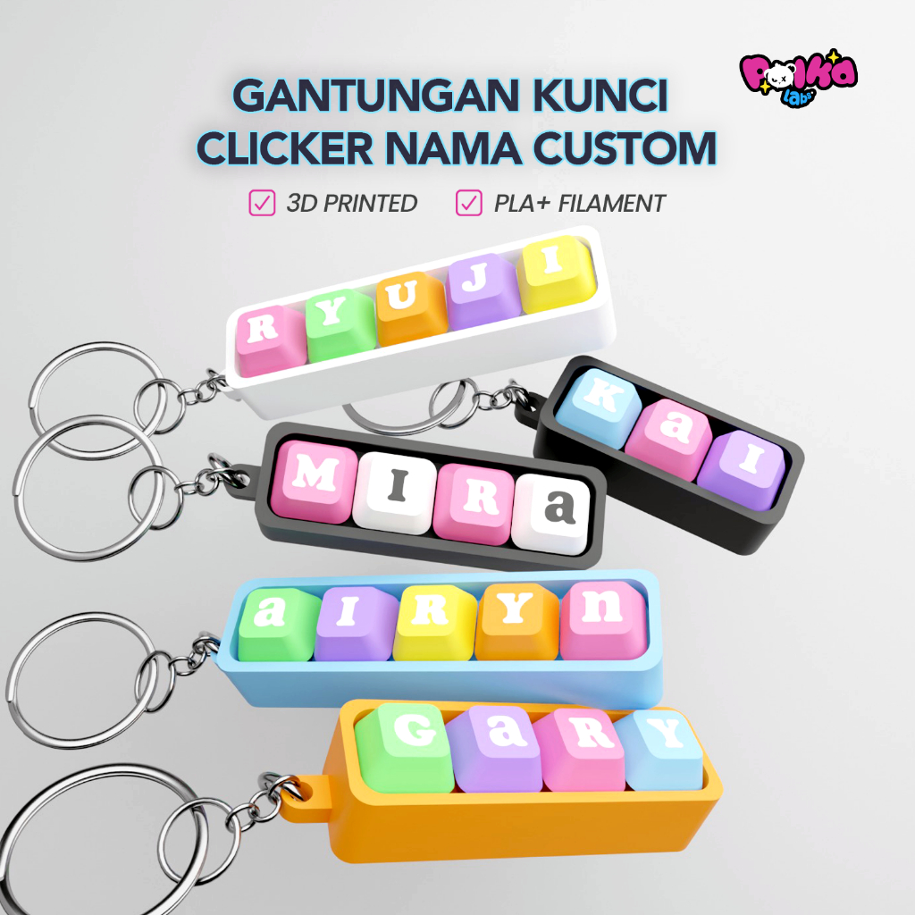 Jual Gantungan Kunci Keyboard Clicker Custom Nama | Keychain Fidget ...