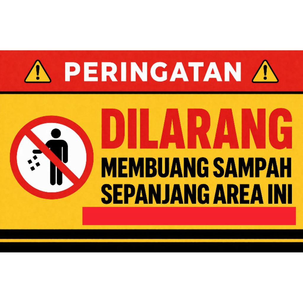Jual Stiker vinyl Jumbo 47X31 cm DILARANG MEMBUANG SAMPAH SEPANJANG ...