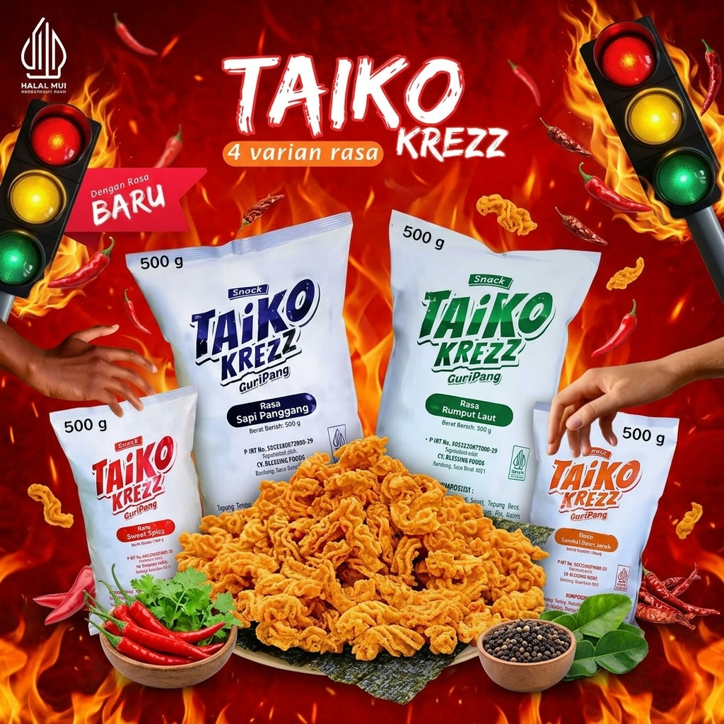 Jual COD Snack Taiko Krezz Guripang 500g / 1000g makanan kembung puffed ...